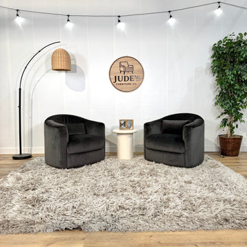 Interior Define Velvet Fiona Swivel Chair Set of Two - Delivery Available!