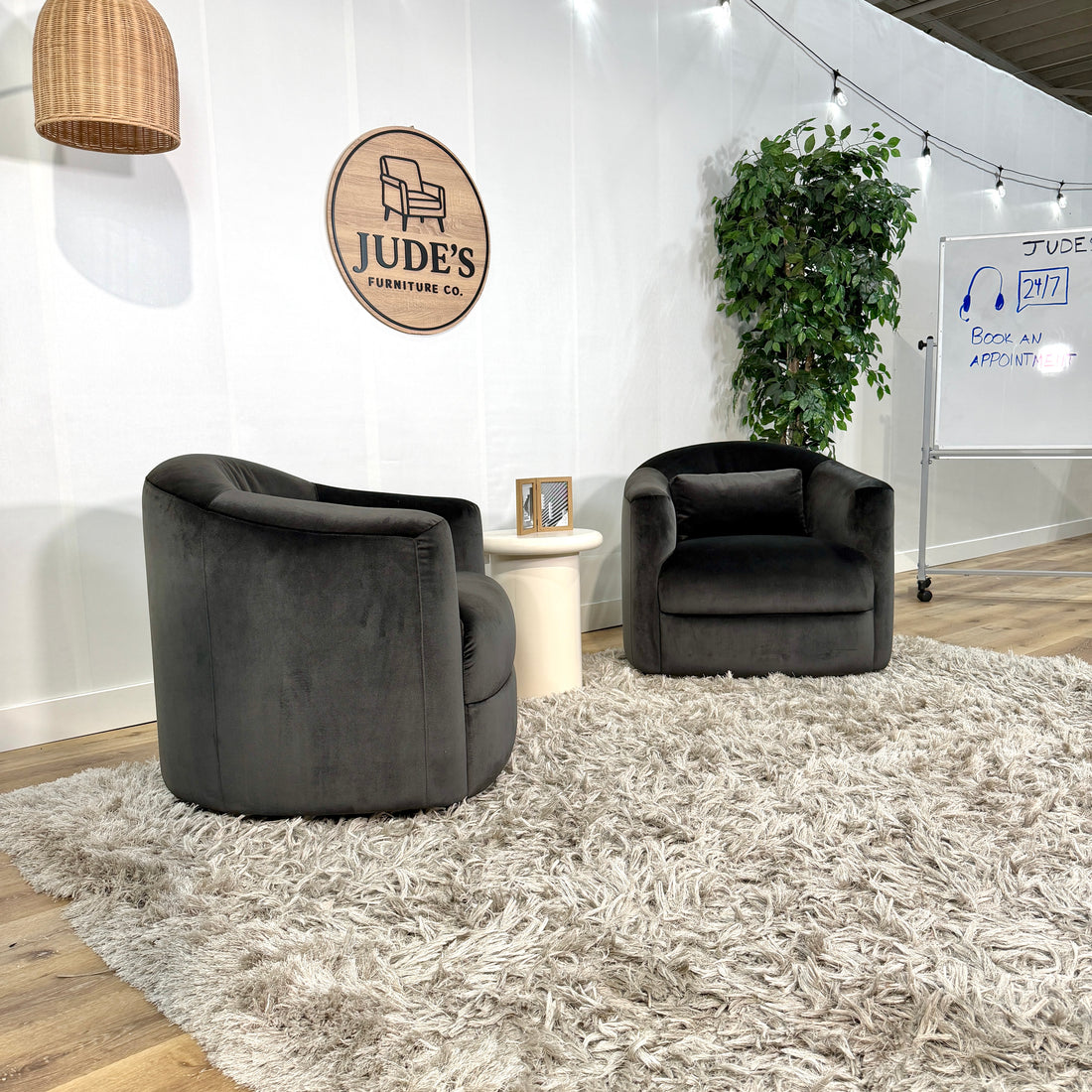 Interior Define Velvet Fiona Swivel Chair Set of Two - Delivery Available!