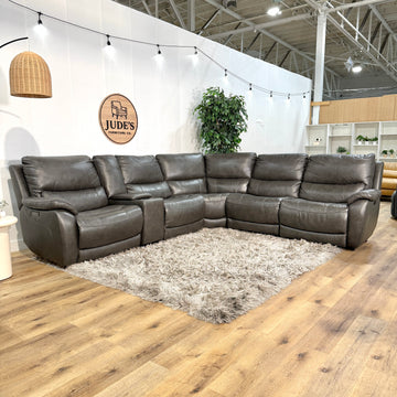 Wylder Leather Power Reclining Sectional with Power Headrests