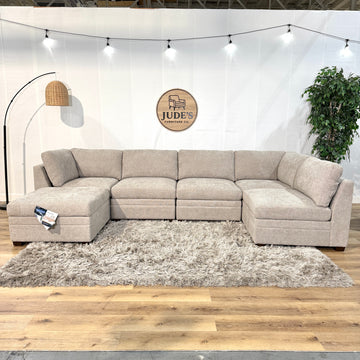 Thomasville Tisdale Modular Sectional 6-piece Taupe with Storage Ottoman