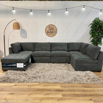 Thomasville Tisdale Modular Sectional 6-piece Dark Gray with Storage Ottoman