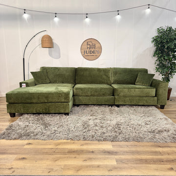 Steppe Left Facing 3 Piece Modular Sectional in Spinach Green