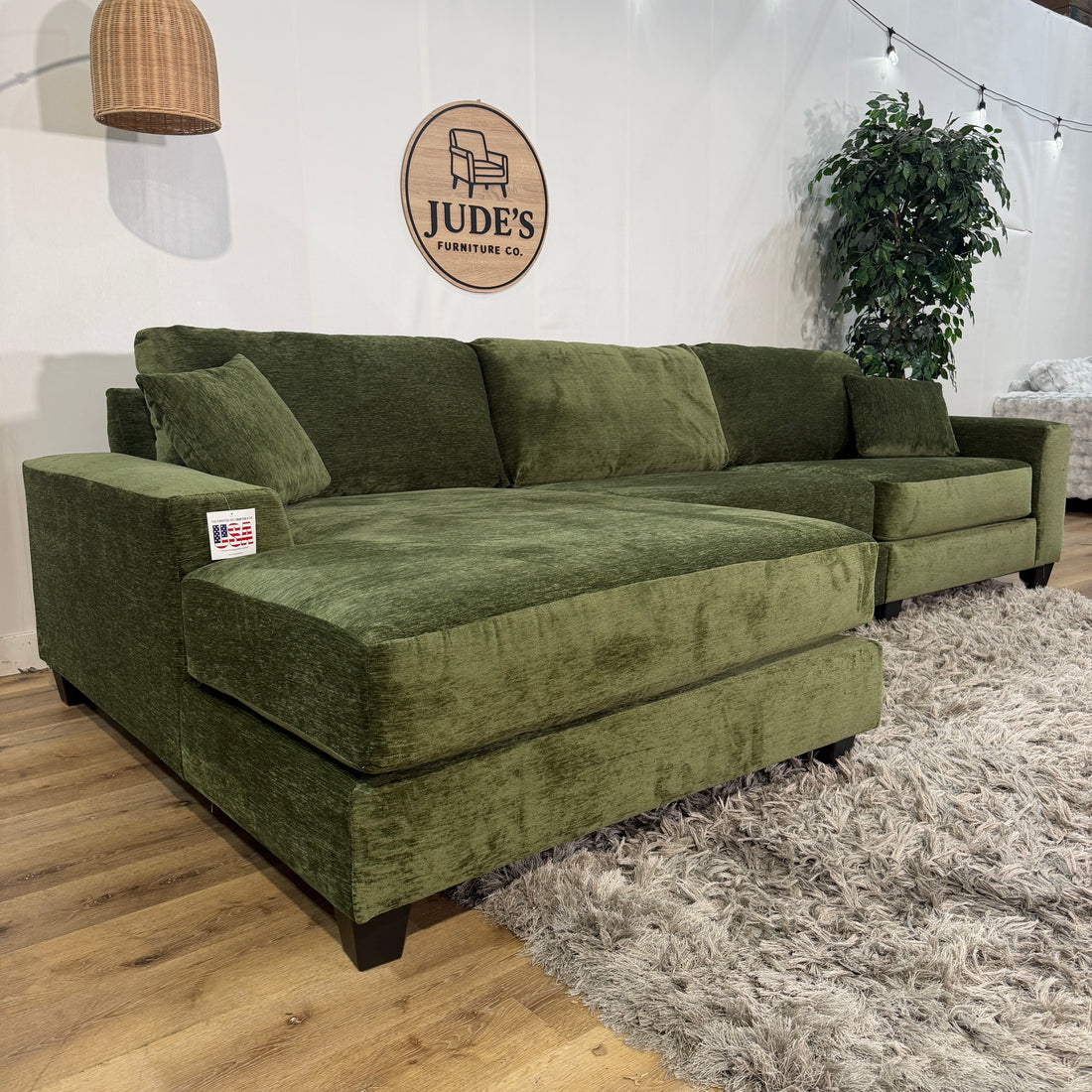 Steppe Left Facing 3 Piece Modular Sectional in Spinach Green