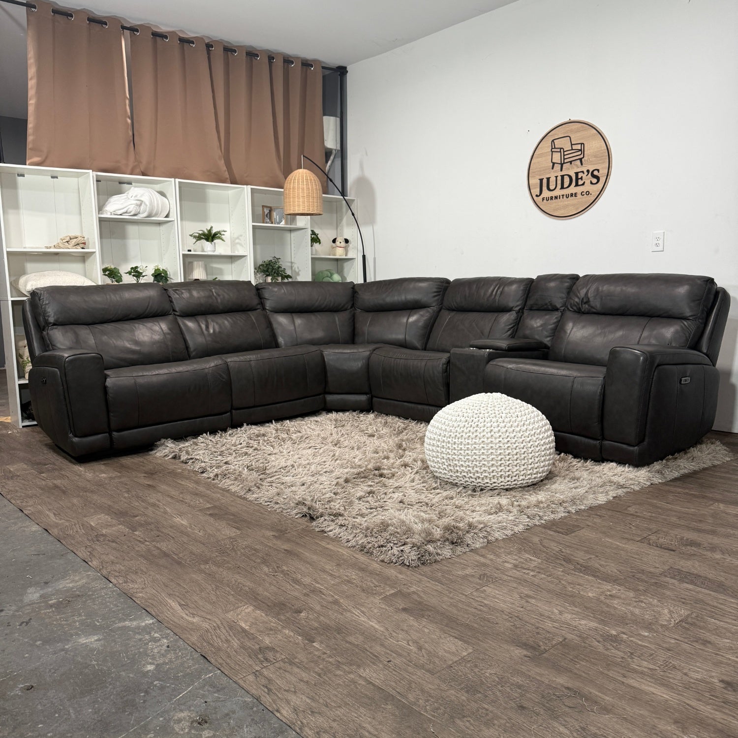 Lauretta 6-piece Leather Power Reclining Sectional with Power Headrests