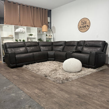 Lauretta 6-piece Leather Power Reclining Sectional with Power Headrests