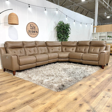 Malibu 4-piece Leather Power Reclining Sectional with Power Headrests