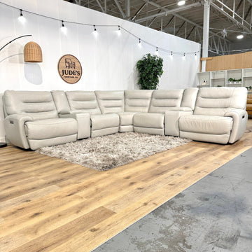 Aubrey 7-piece Leather Power Zero Gravity Reclining Sectional with Powered Headrest