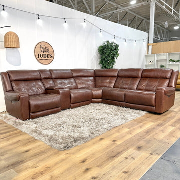 Concord 6-piece Leather Power Reclining Sectional with Power Headrests