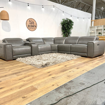 Karson Leather Power Reclining Sectional with Power Headrests