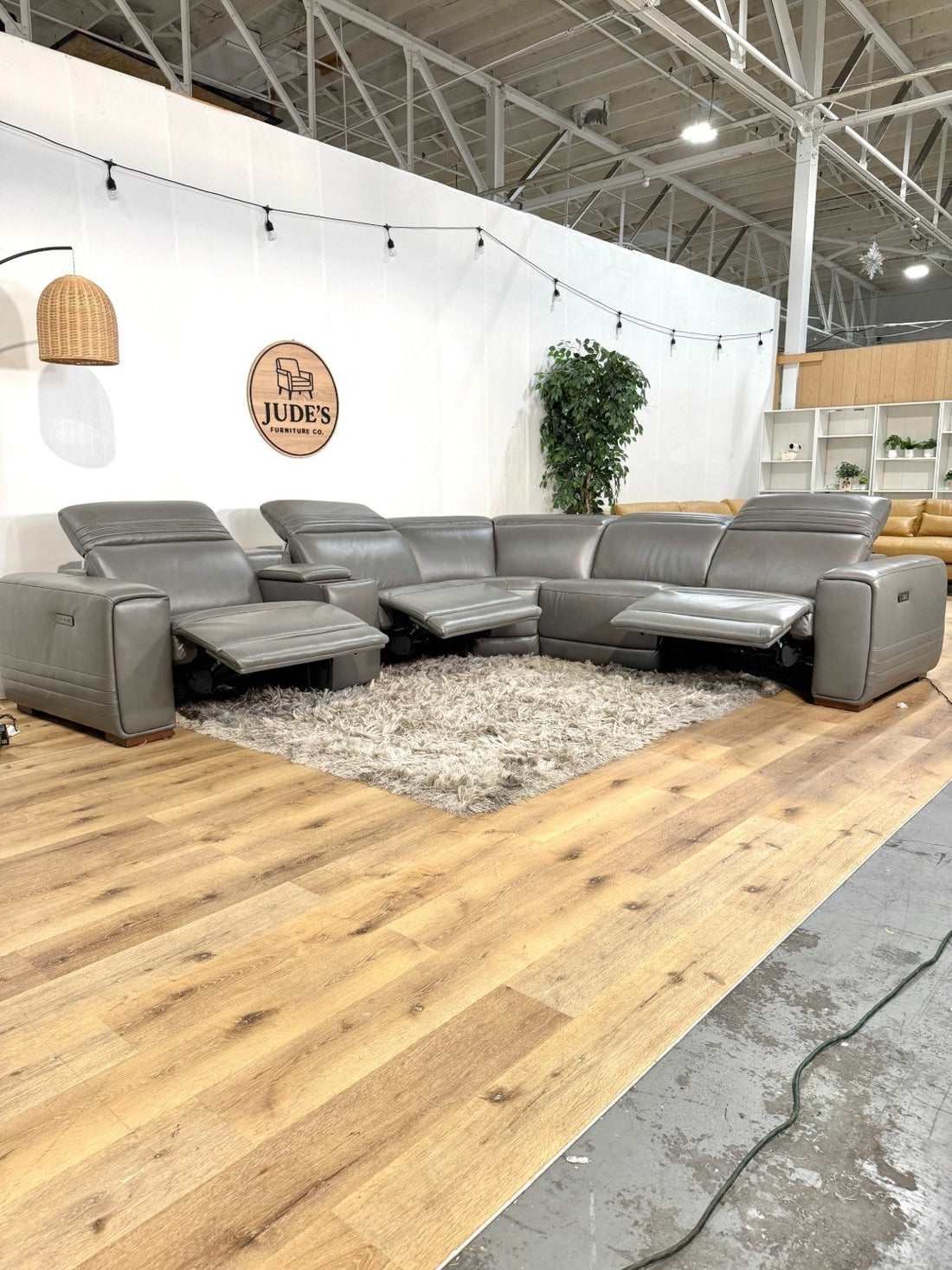 Karson Leather Power Reclining Sectional with Power Headrests