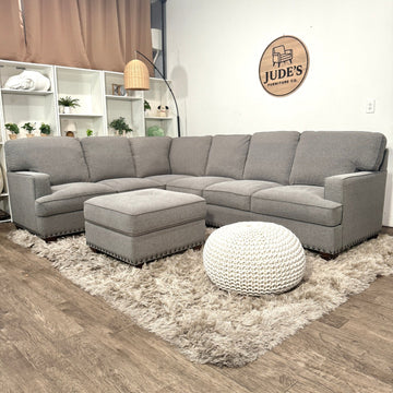 Thomasville Emilee Fabric Sectional with Storage Ottoman
