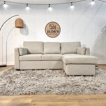 Beige Coddle Luke Fabric Sleeper Sofa with Reversible Chaise and Storage