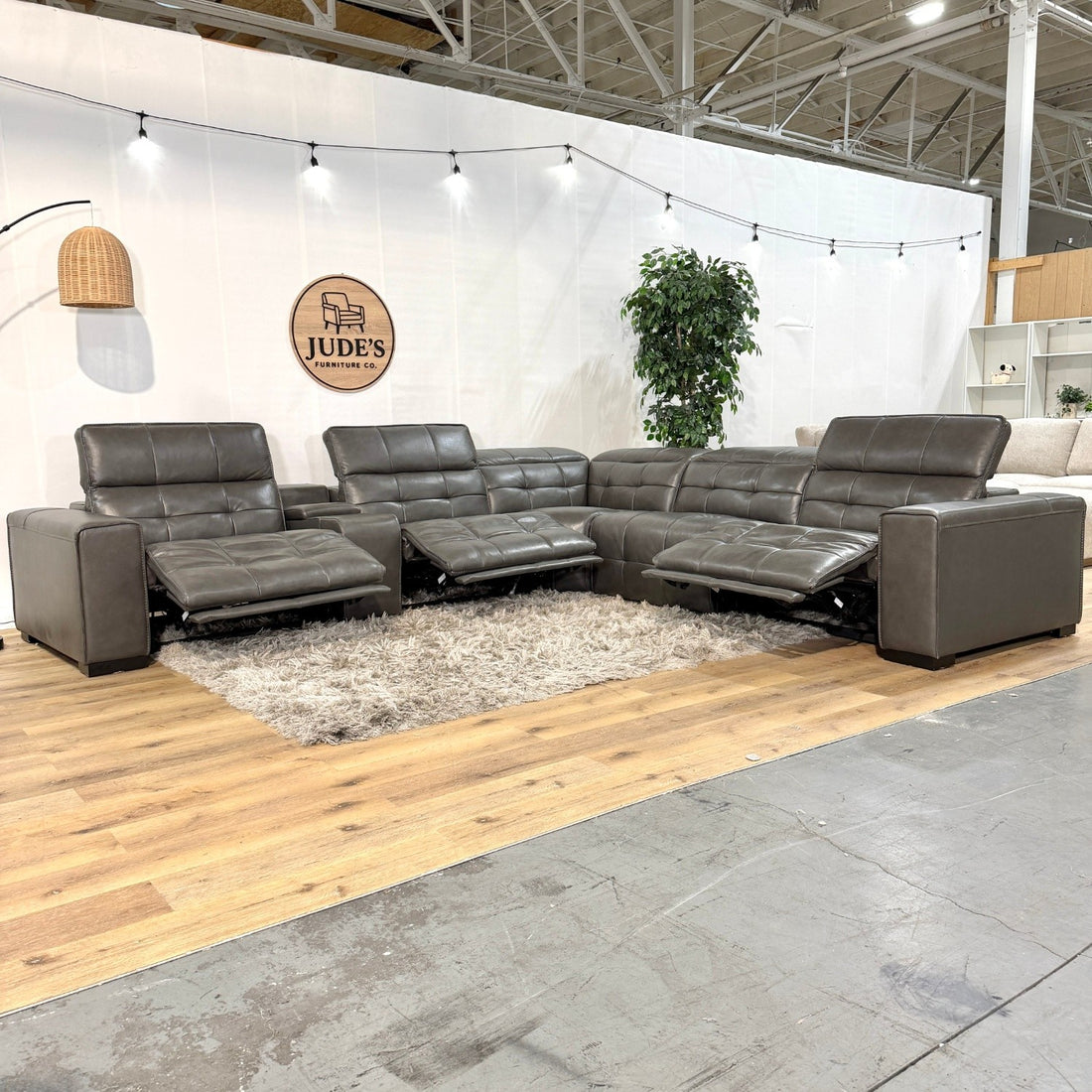 Ivy 6-piece Leather Power Reclining Sectional with Power Headrests