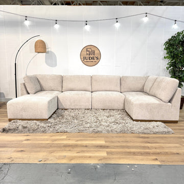 Henredon Murphy Fabric 6-piece Modular Sectional with Ottoman, Beige