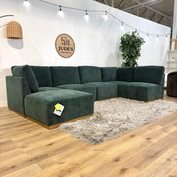 Henredon Murphy Fabric 6-piece Modular Sectional with Ottoman, Green