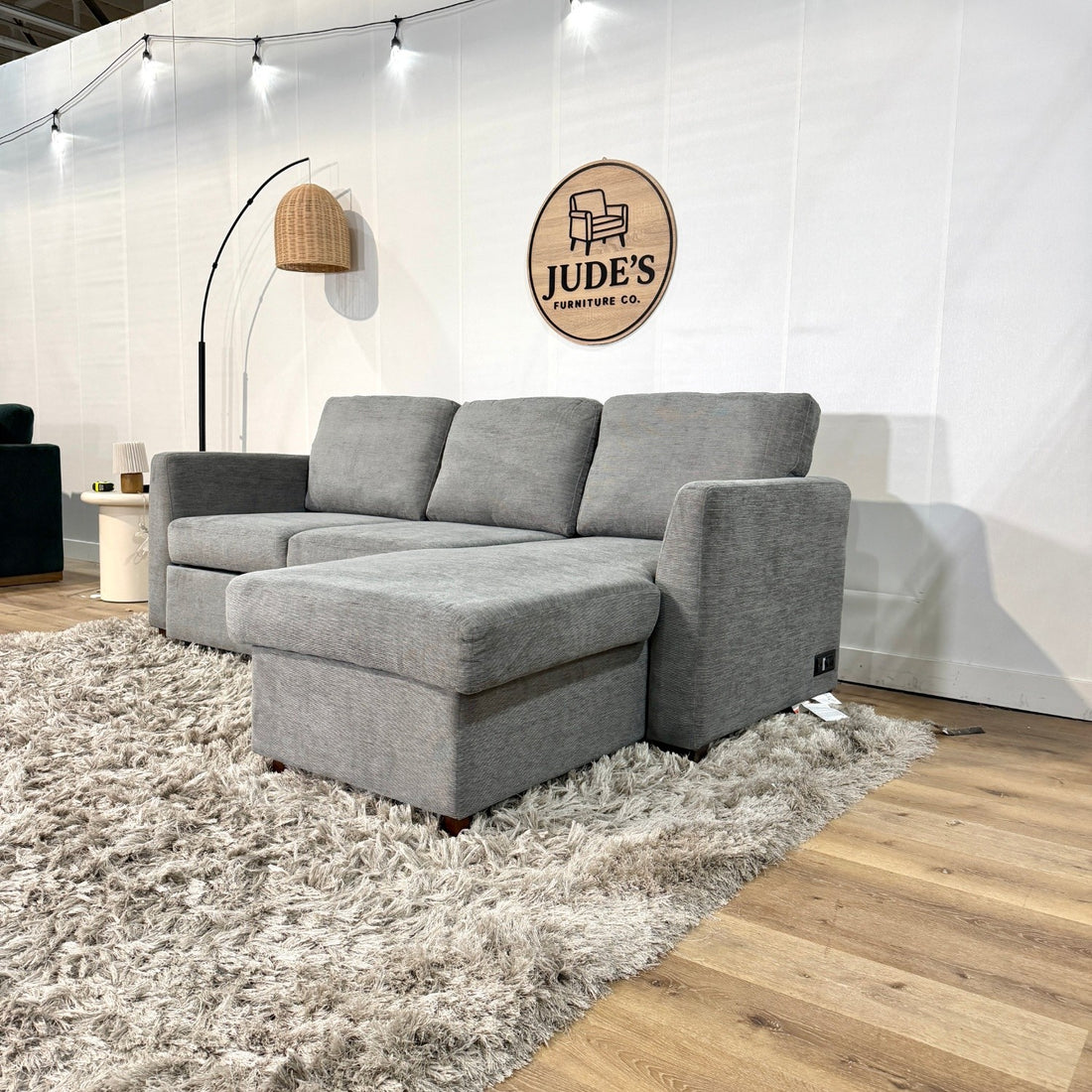 Coddle Luke Fabric Sleeper Sofa with Reversible Chaise and Storage, Gray