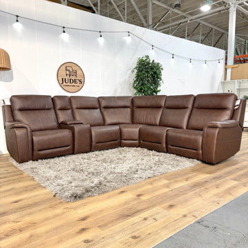 Flexsteel Griffin Italian Leather Zero Gravity Reclining Sectional with Power Headrests