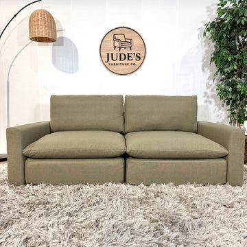 Burrow Russet 2-Piece Sofa Moss Green Performance Flatweave