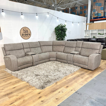 Newberry Fabric Power Reclining Sectional with Power Headrest & Power Lumbar