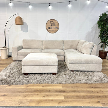 Thomasville Artesia Corduroy Fabric Sectional with Ottoman