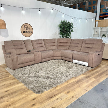 Barcalounger Carmelo Fabric Power Reclining Sectional with Power Headrests